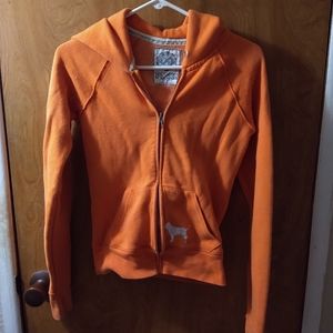 VS PINK orange zip up hoodie "pink says peace"